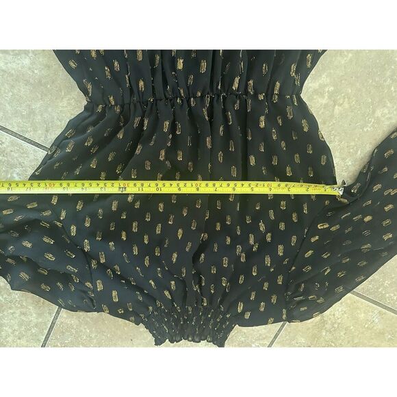 OPT M Mini Dress Metallic Accents LS High Neck Ruffle - Picture 5 of 7